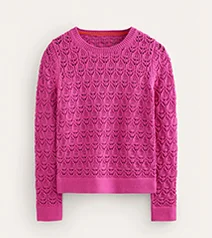 Crochet Knit Jumper - Cosmos Pink