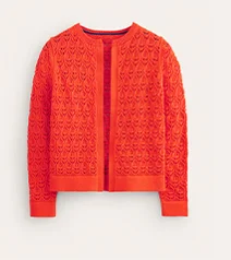 Crochet Knit Cardigan - Gladioli Orange