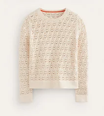 Crochet Knit Jumper - Warm Ivory