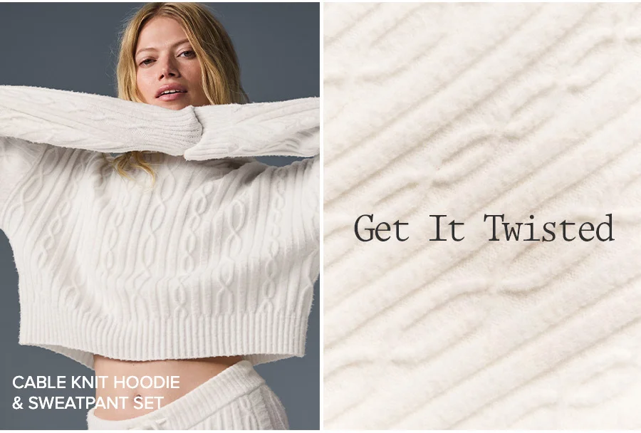 Get It Twisted-Cable Knit Hoodie & Sweatpant Set