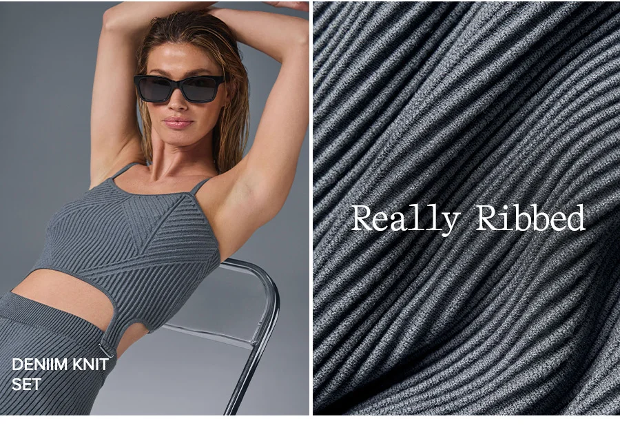 Really Ribbed-Denim Knit Set
