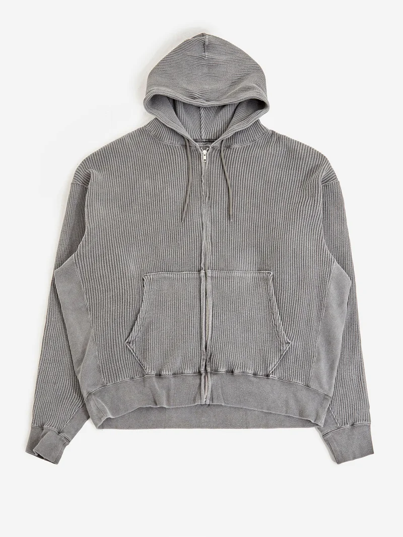 Image of C.E Cav Empt Overdye Wide Rib Cut Zip Hoody - Charcoal
