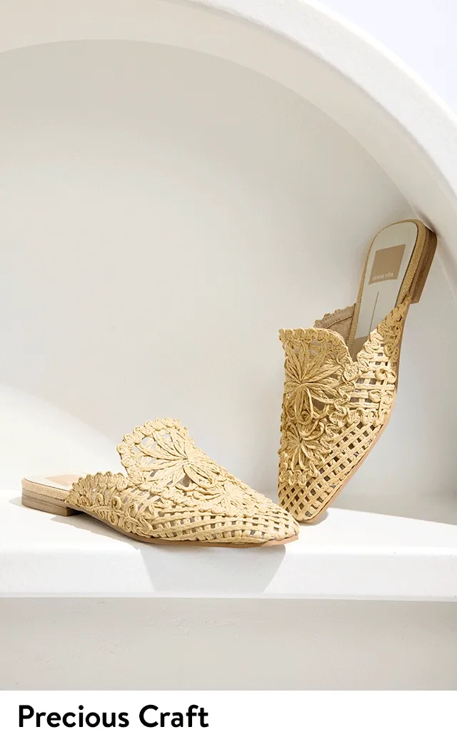 Craft-inspired flats and slides.