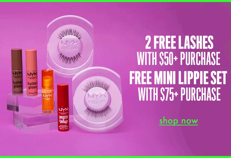 2 FREE LASHES WITH $50+ PURCHASE + FREE MINI LIPPIE SET WITH $75+ PURCHASE
