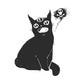 Black Cat With Third Eye, Skull And Cross Bones, Weird Kitty T-Shirt