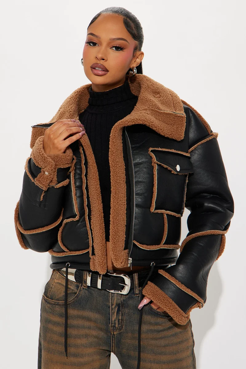 Image of Out and About Shearling Jacket - Black