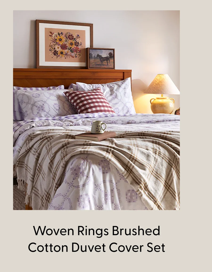 Woven Rings Brushed Cotton Duvet Cover Set