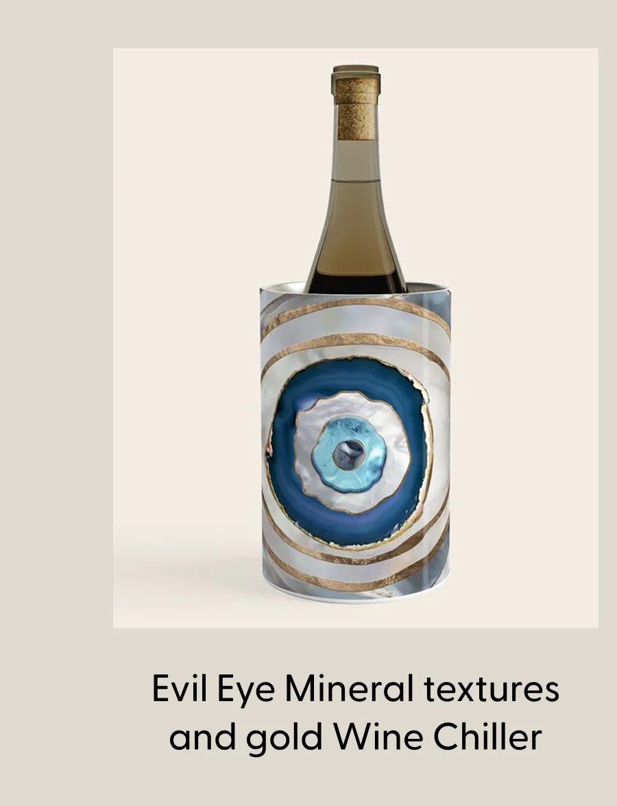 Evil Eye Mineral textures and gold Wine Chiller
