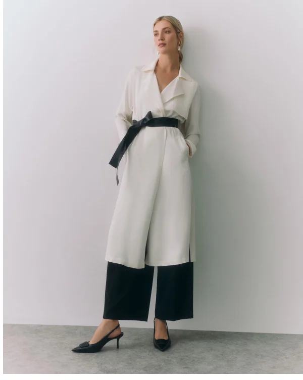 White Silk Classic Trench