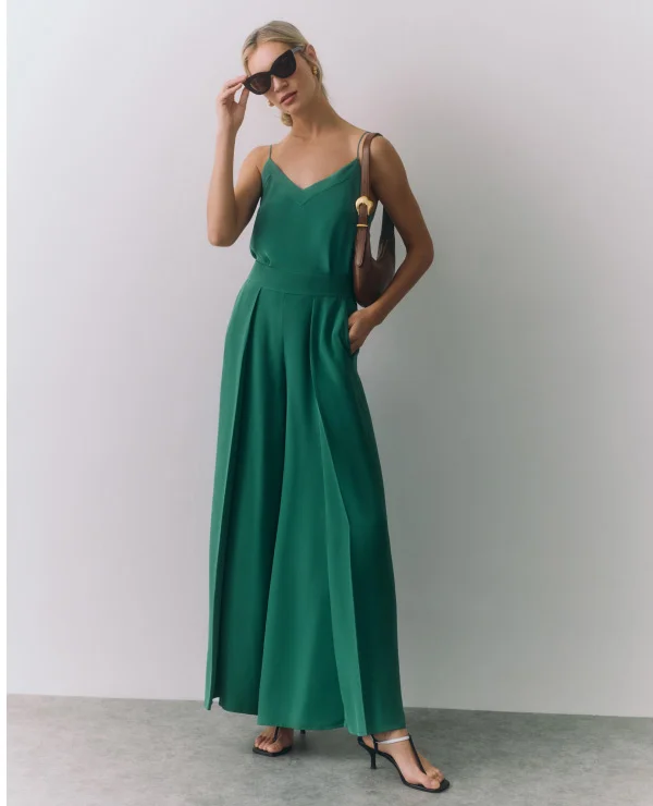 Sea Green Silk Cami and Silk Pleated Pant
