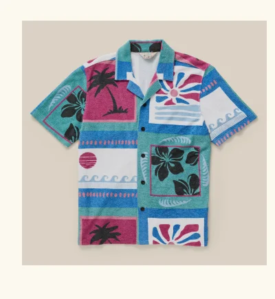 Short-Sleeve Cabana Towel Terry Shirt