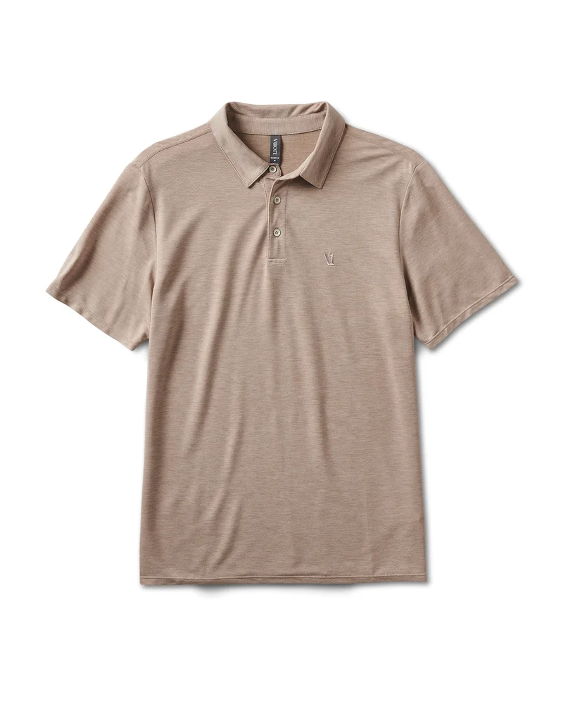 Image of Knit Twill Polo | Camel Heather