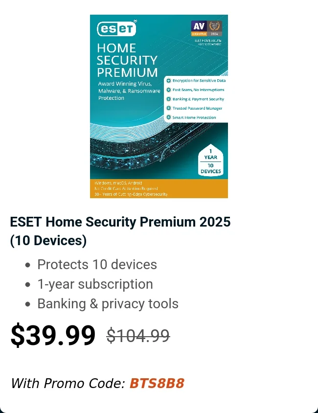 ESET Home Security Premium 2025<br>(10 Devices)