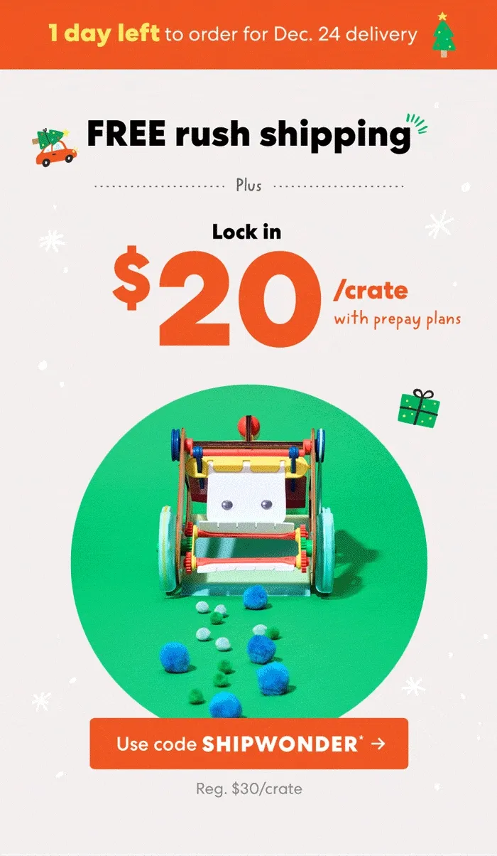 1 day left to order for Dec 24 delivery! FREE rush shipping!