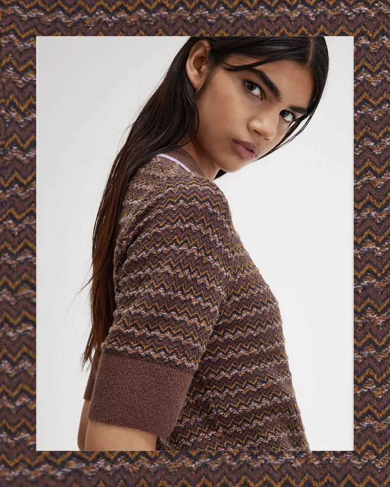 Zig Zag patterened knitted polo womens