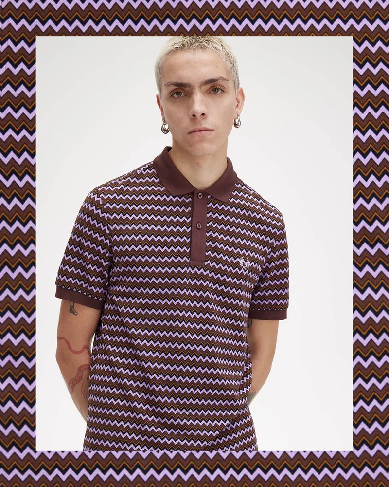 Zig Zag patterened polo mens