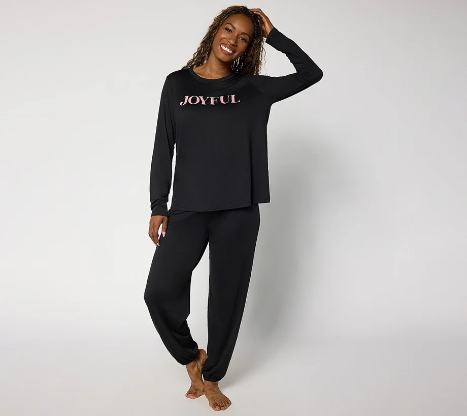AnyBody Regular Lush Jersey Message Top and Jogger Set