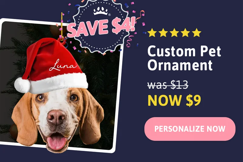 Custom Pet Face Ornament. Was $13, NOW $9. SAVE $4