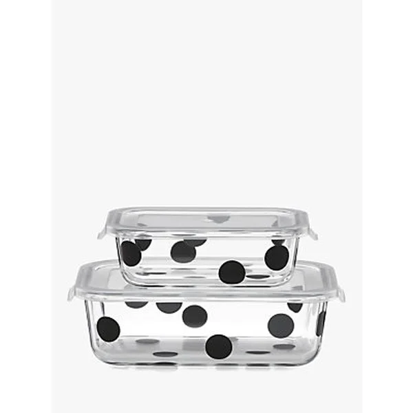 Deco Dot 2Pc Rectangular Food Storage Containers