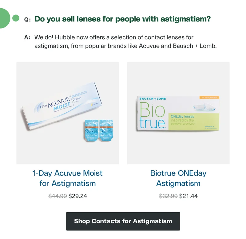 Do you sell lenses for astigmatism?