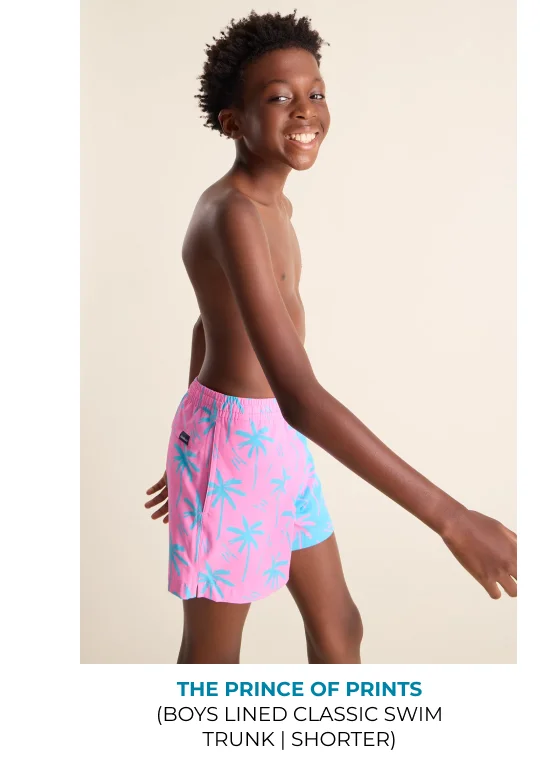 Boys Lined Classic Swim Trunk: The Prince Of Prints