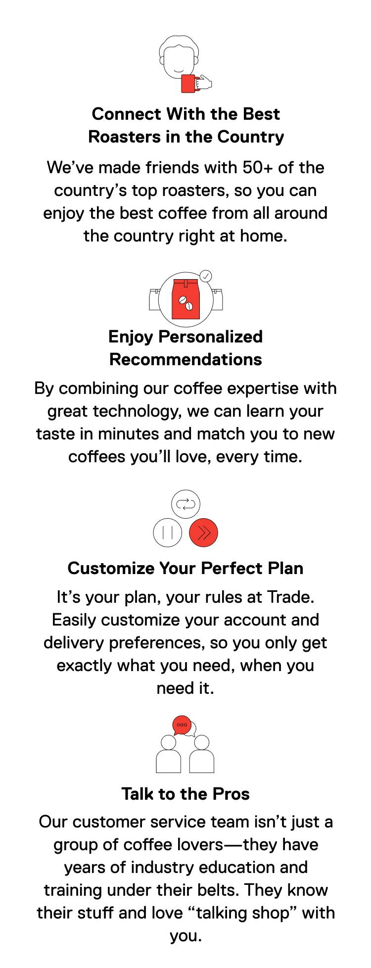 Connect with the Best Roasters in the Country. Enjoy Personalized Recommendations. Customize Your Perfect Plan. Talk to the Pros
