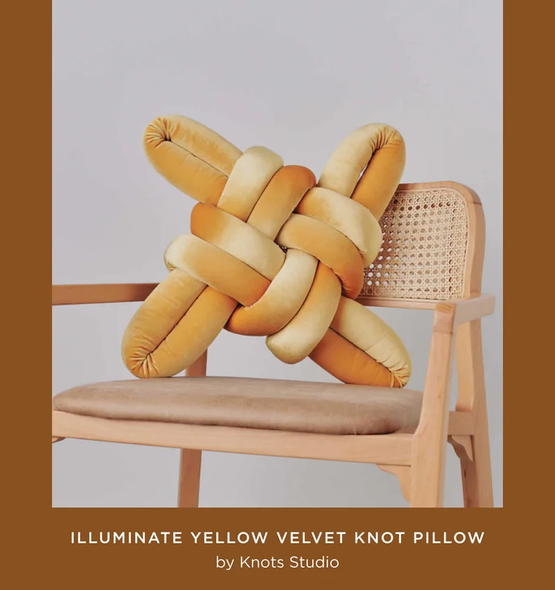 Illuminate Yellow Velvet Knot Pillow