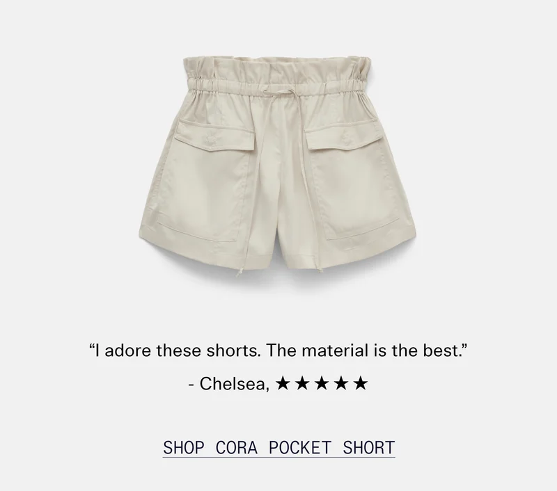 “I adore these shorts. The material is the best.” - Chelsea, ✯✯✯✯✯   |   SHOP CORA POCKET SHORT