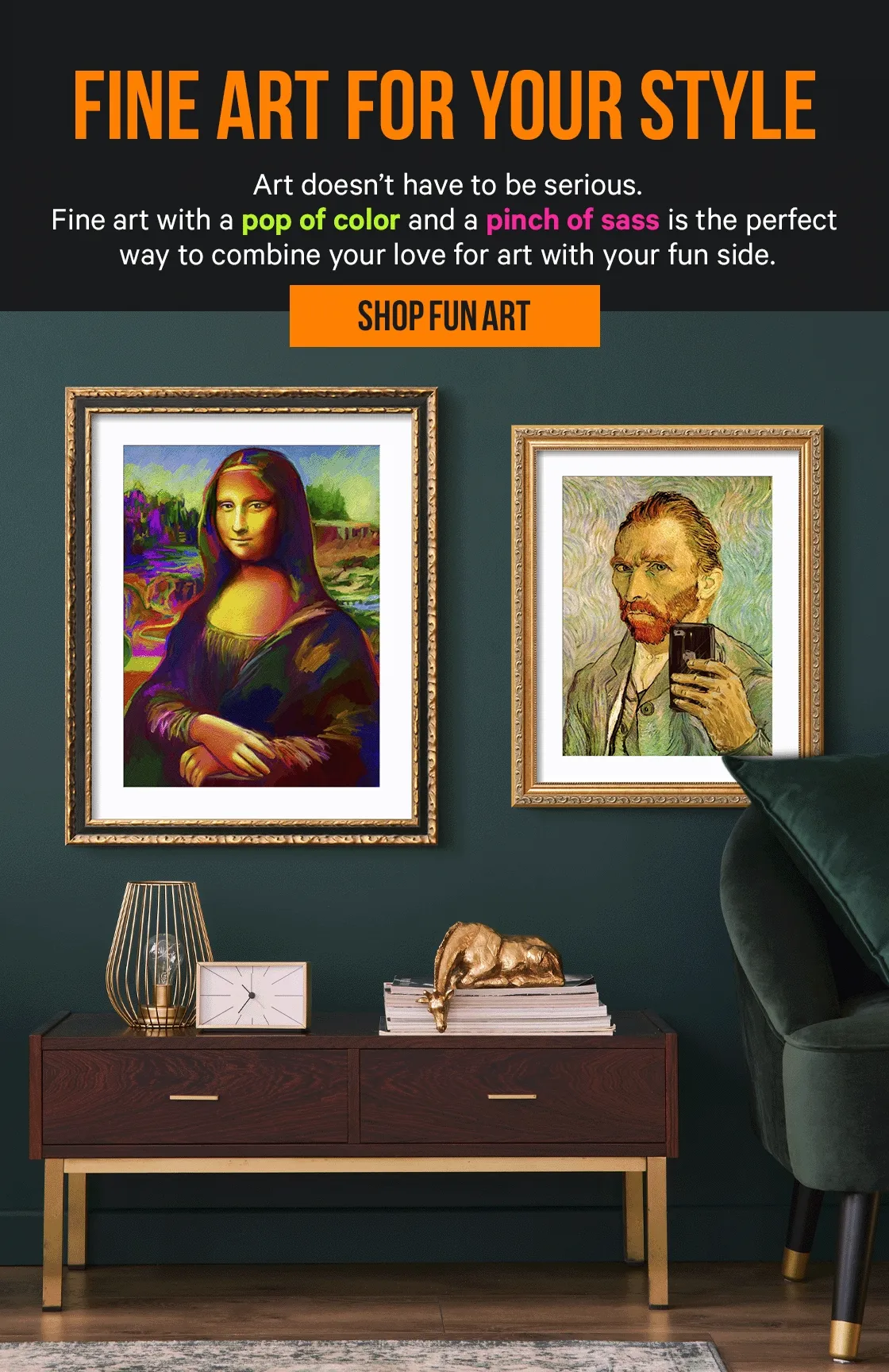 Fine art with a pop of color and a pinch of sass is the perfect way to combine your love for art with your fun side.