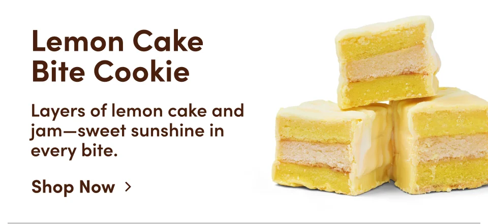Lemon Cake Bite Cookie. Layers of lemon cake and jam—sweet sunshine in every bite.