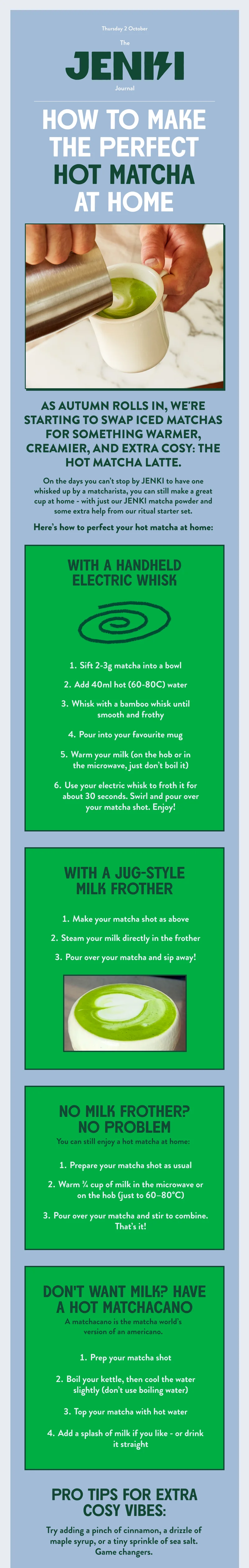 Hot matcha recipe