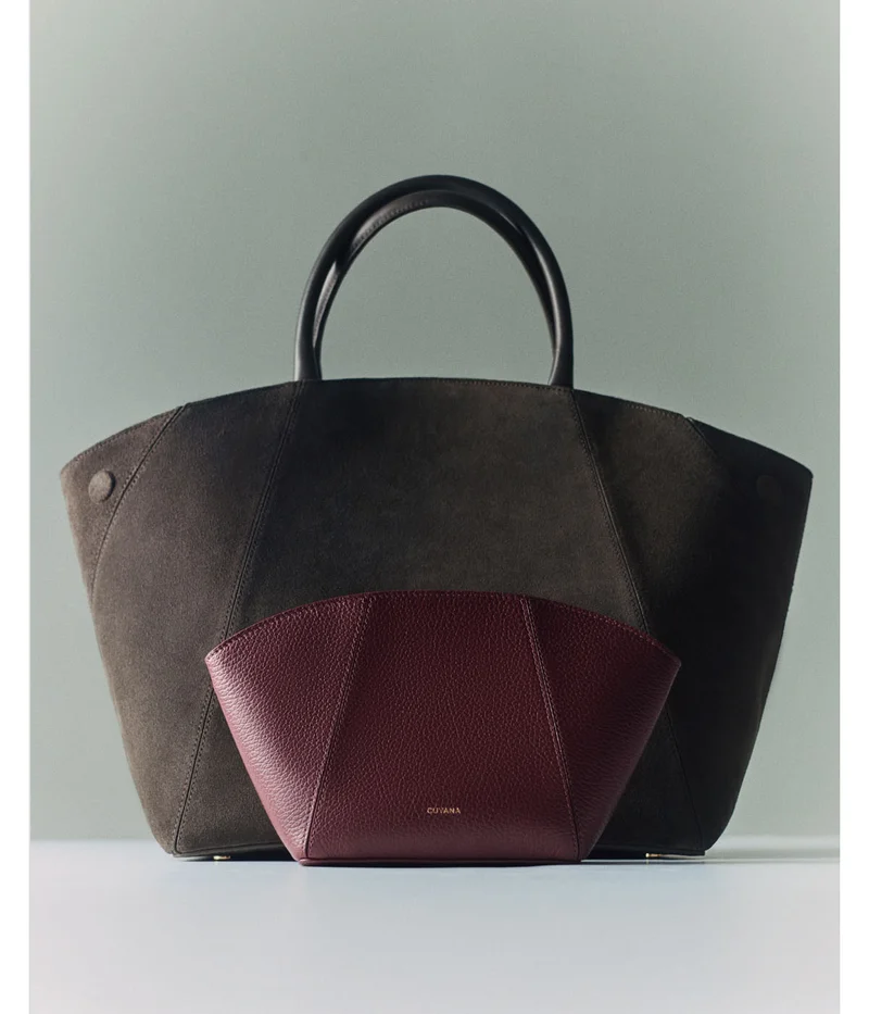 Forma Satchel Suede Mocha, Forma Pouch Cherry