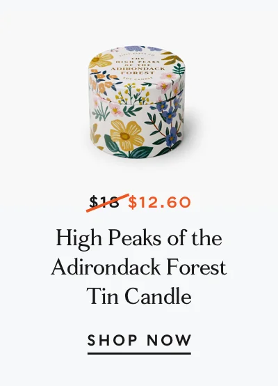 High Peas of the Adirondack Forest Tin Candle