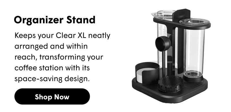 Organizer Stand Keeps your Clear XL neatly arranged and within reach, transforming your coffee station with its space-saving design. [SHOP NOW]