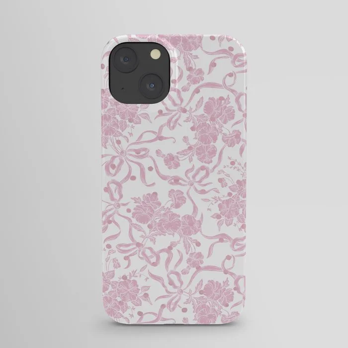 Vintage blush pink white bow floral polka dots iPhone Case iPhone Case