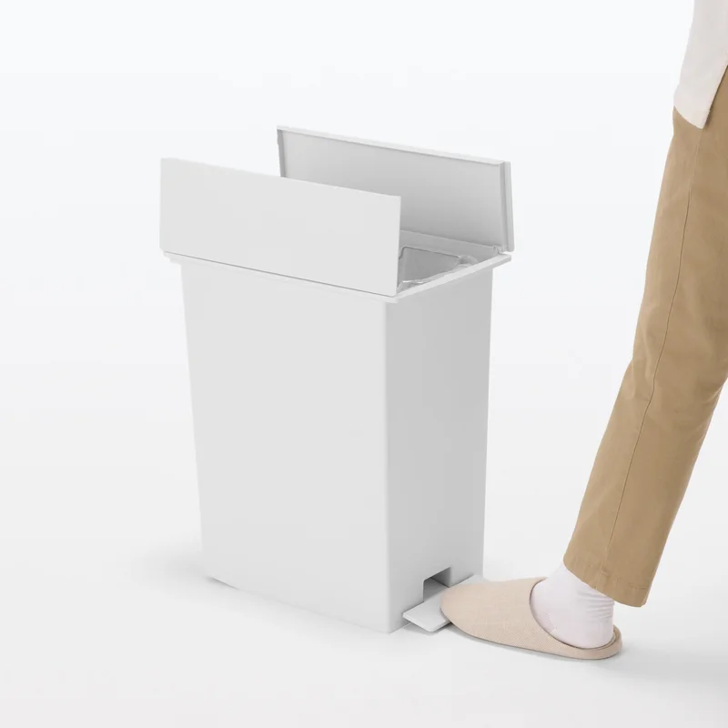 Image of Polypropylene Pedal Dust Bin with Double-Hinged Lid - Large