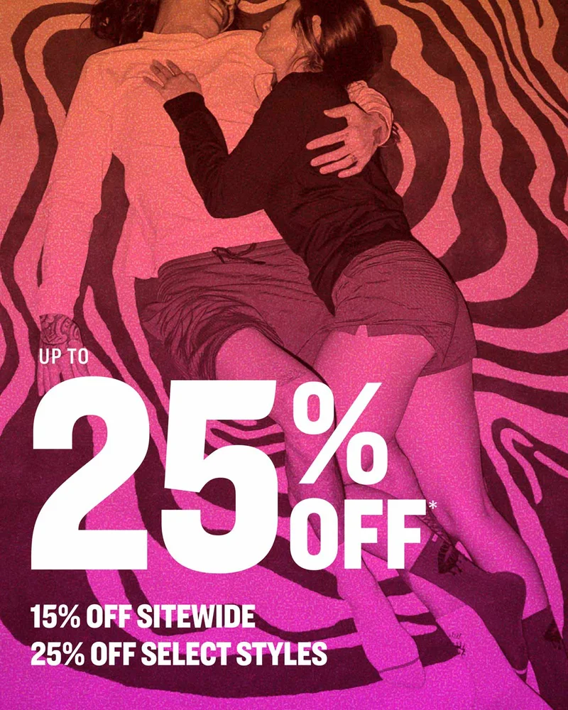 Up to 25% Off: 15% off sitewide, 25% off select styles.