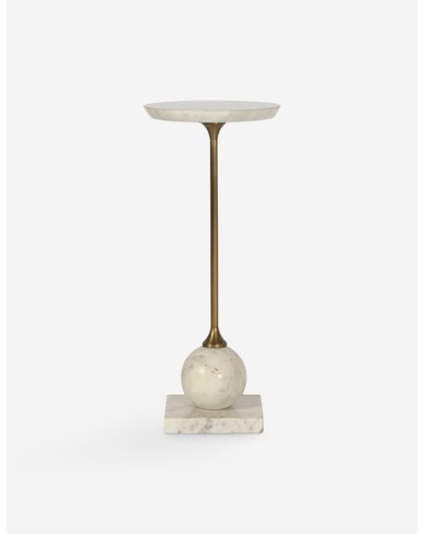 Meazza Round Side Table-Brown Marble
