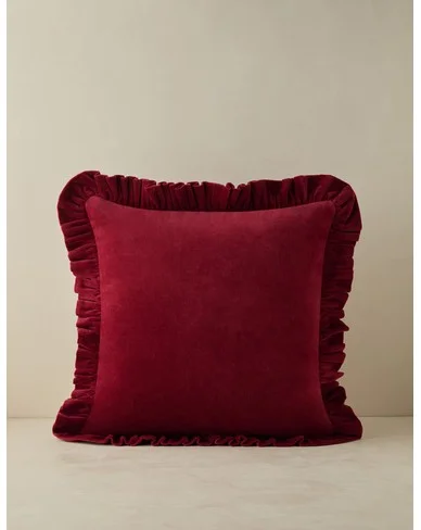 Mauree Velvet Pillow-Cherry / Square / Pillow Cover Only