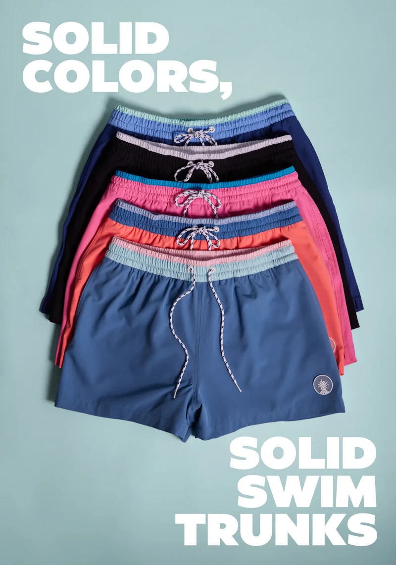 SOLID COLORS, SOLID SWIM TRUNKS