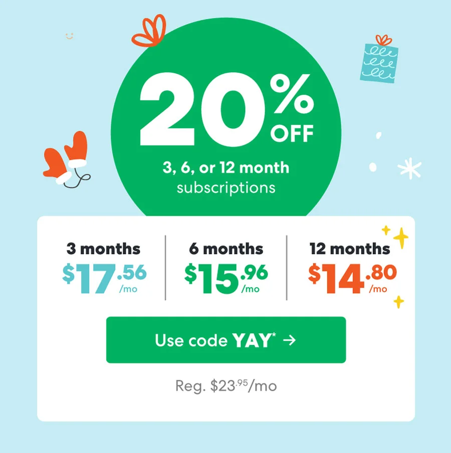 Use code YAY!!