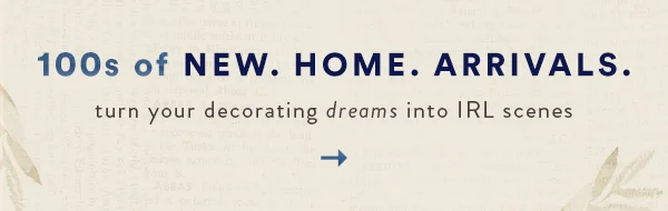 100s of New. Home. Arrivals. turn your decorating dreams into IRL scenes.