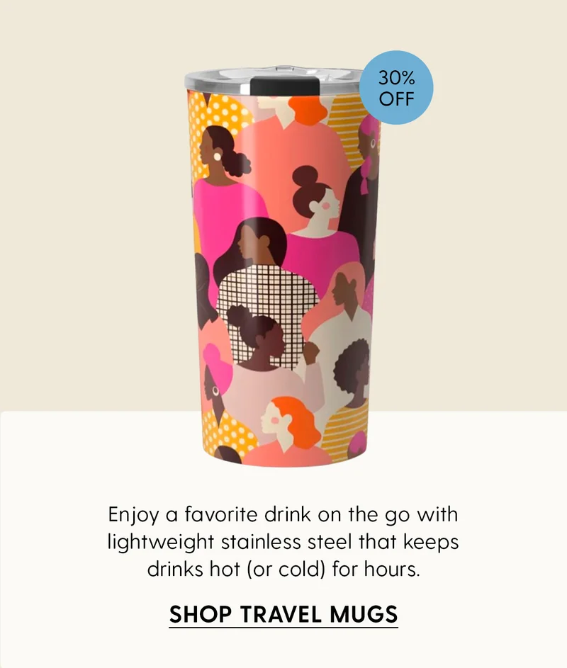 30% Off | Enjoy a favorite drink on the go with lightweight stainless steel that keeps drinks hot (or cold) for hours. | Shop Travel Mugs