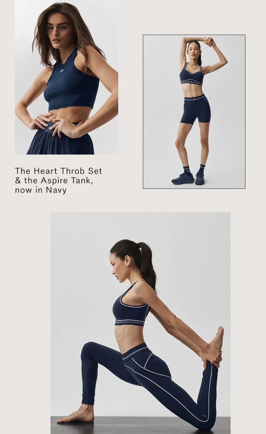 The Heart Throb Set & the Aspire Tank, now in Navy
