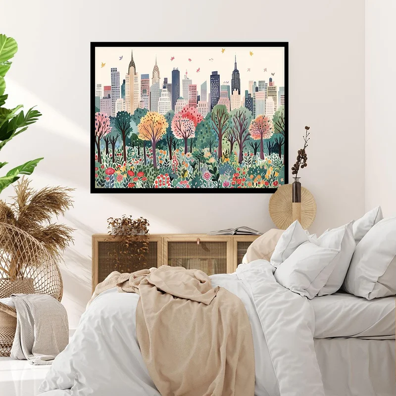 Image of New York City Landmarks Landscape Watercolour Art Print