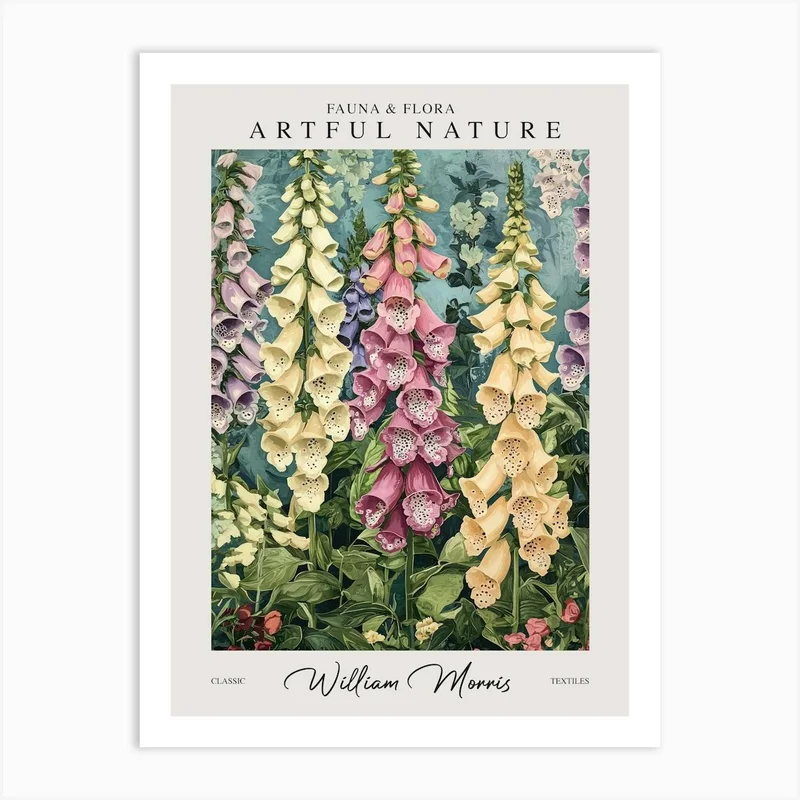 Image of William Morris Foxglove Flower Exhibition Art Print