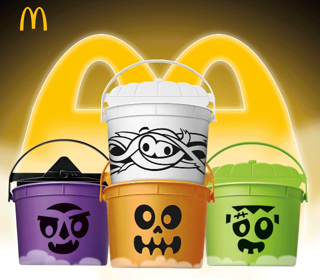 Visit McDonald's for Happy Meal Boo Buckets. They're back, including spooky witch, mummy, jack-o-lantern and monster designs.