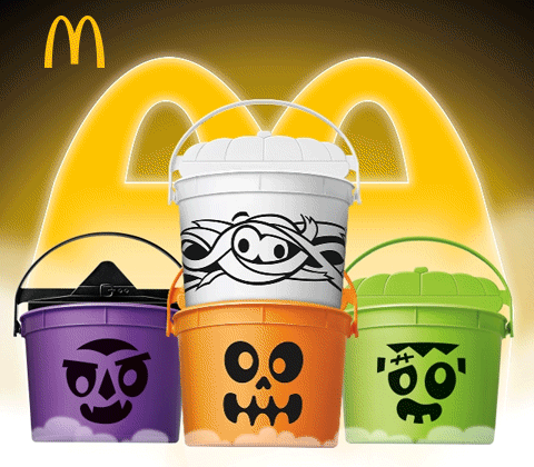 Visit McDonald's for Happy Meal Boo Buckets. They're back, including spooky witch, mummy, jack-o-lantern and monster designs.