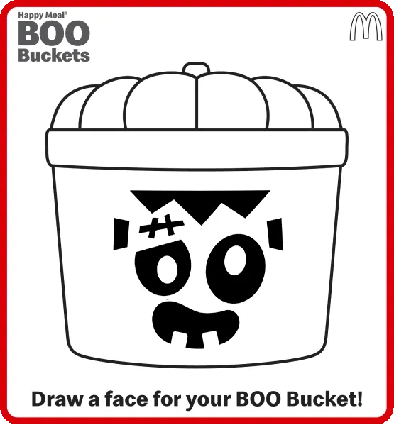Use this coloring sheet to draw a face for your Happy Meal Boo Bucket and personalize its look.