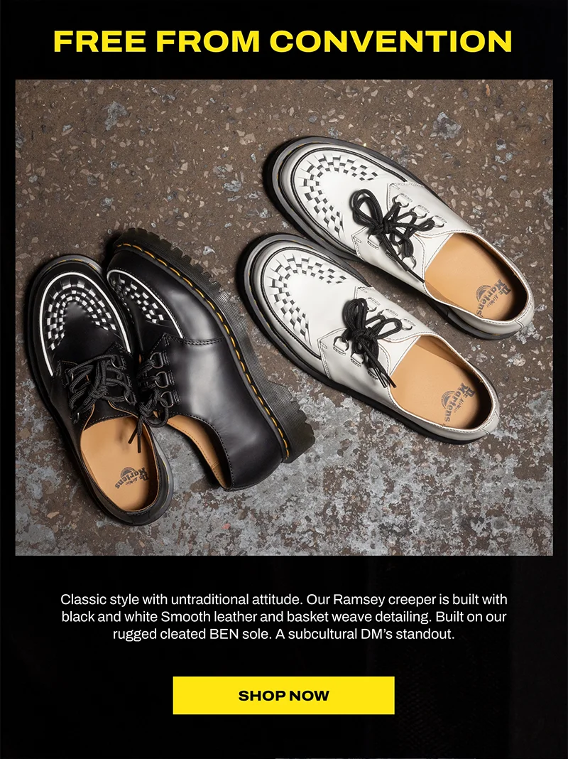 Shop the Ramsey Creeper in black and white Smooth leather